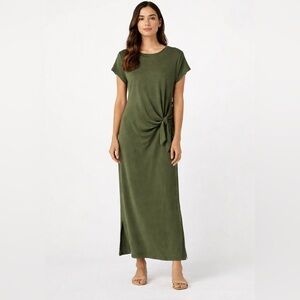 magaschoni green linen dress Nwt Magaschoni Floral Forest Soul Green White 100% Linen Maxi Shirt Dress  S/P